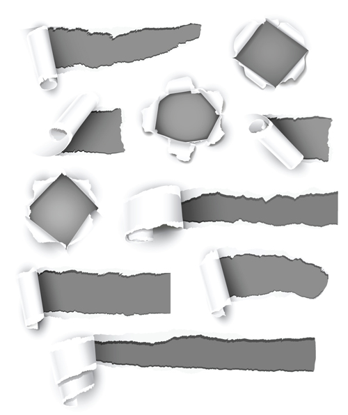 Set of Torn paper banner vector 04