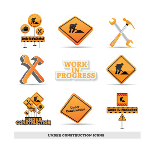 Different Under Construction icon vector set 02
