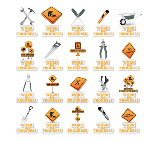 Different Under Construction icon vector set 04
