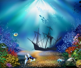 Pretty Underwater World element vector 01