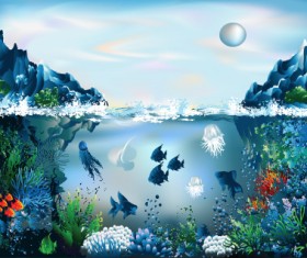 Pretty Underwater World element vector 03
