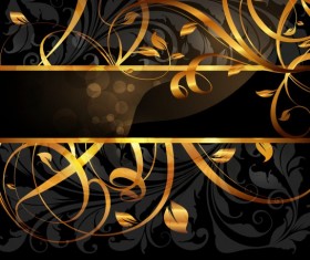 Set of Vintage Dark Golden Cards elements vector 01