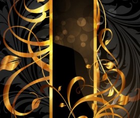 Set of Vintage Dark Golden Cards elements vector 03