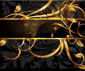 Set of Vintage Dark Golden Cards elements vector 04