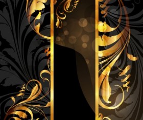 Set of Vintage Dark Golden Cards elements vector 05