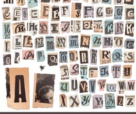 Retro Newspaper alphabet vector graphics 01