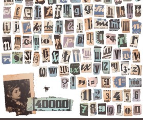 Retro Newspaper alphabet vector graphics 02