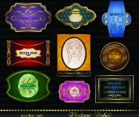 Set of Vintage colored labels vector graphic 02