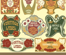 Vintage style label with flowers vector graphic 01