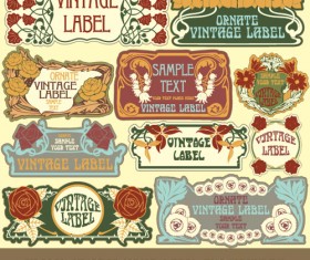 Vintage style label with flowers vector graphic 02