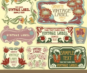Vintage style label with flowers vector graphic 03