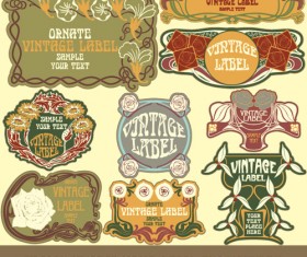 Vintage style label with flowers vector graphic 04