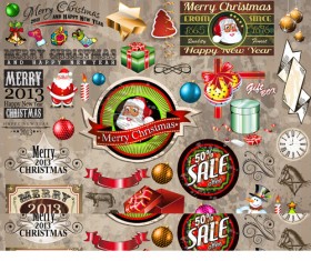 Vivid Christmas decor elements vector graphics 01