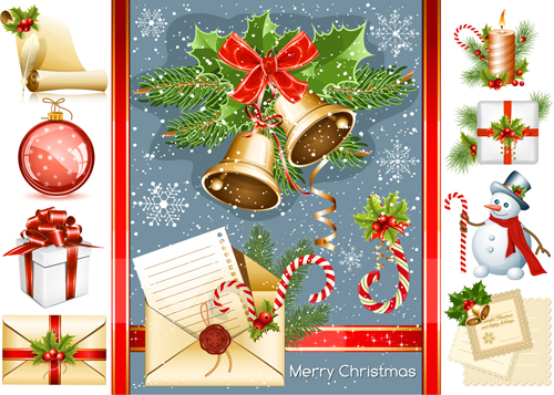 Vivid Christmas decor elements vector graphics 03