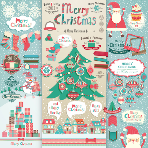Vivid Christmas decor elements vector graphics 04