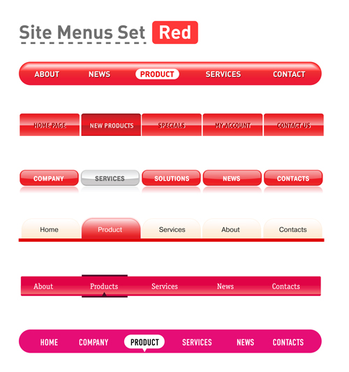 Various sites menus design vector graphics 07