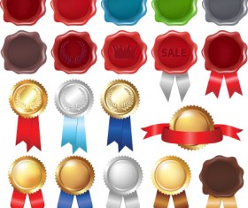 Set of Wax Seal And Award design elements vector 03