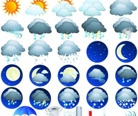 Different Weather icons vector set 02