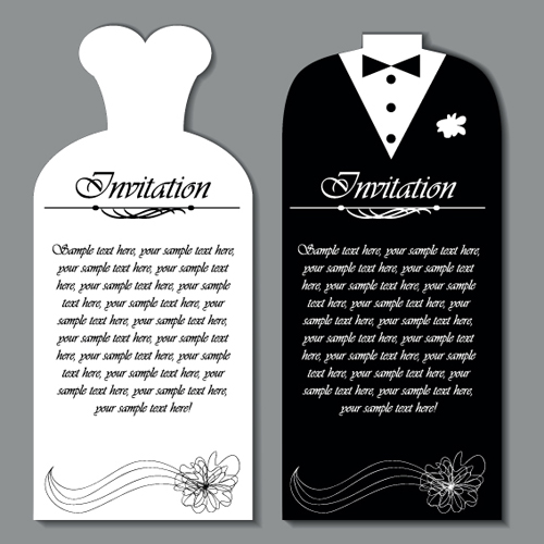 Set of Wedding Invitation cards elements vector graphics 02