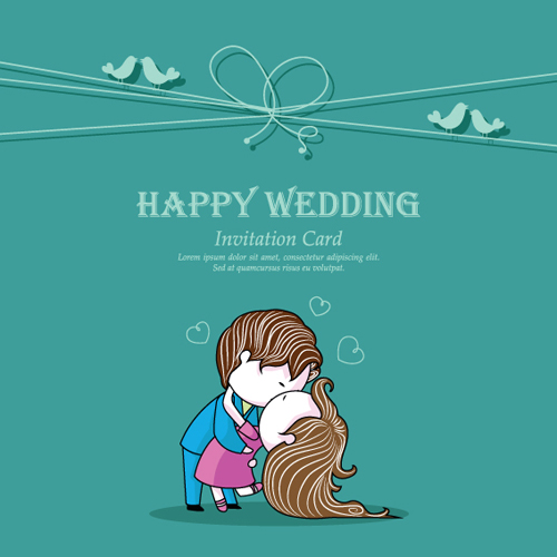 Set of Wedding Invitation cards elements vector graphics 05