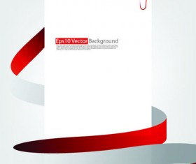 Set of White form and red ribbons backgrounds vector 01