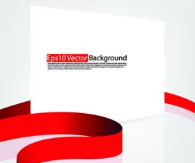 Set of White form and red ribbons backgrounds vector 02