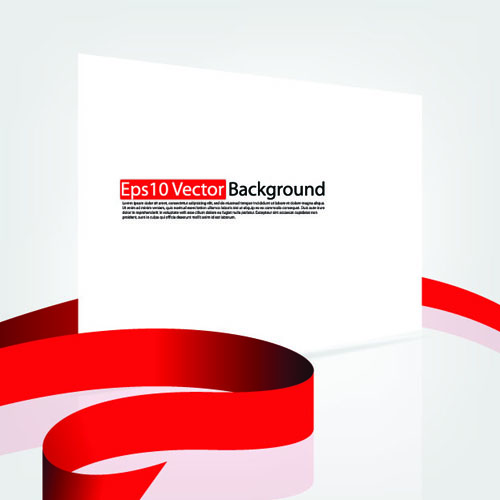 Set of White form and red ribbons backgrounds vector 02