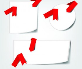 Set of White form and red ribbons backgrounds vector 04