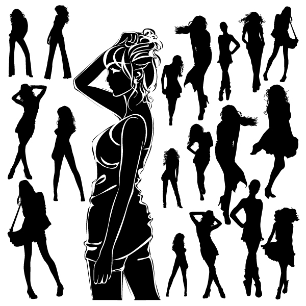 Different Women Silhouettes vector material 01