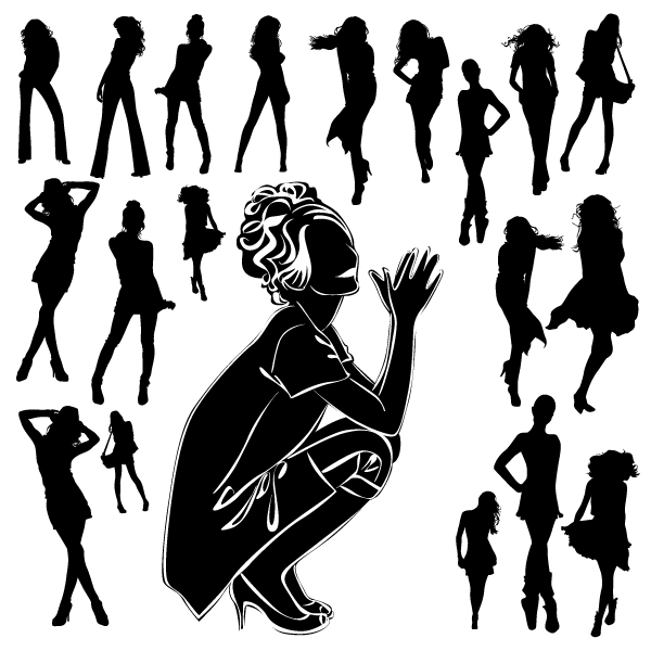 Different Women Silhouettes vector material 10