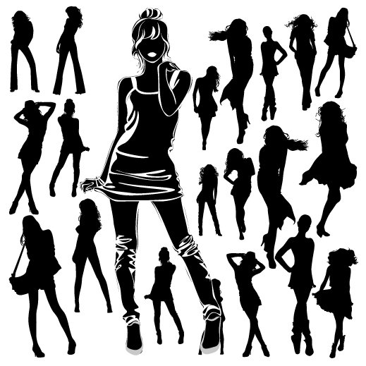 Different Women Silhouettes vector material 02