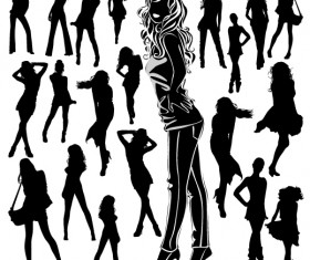 Different Women Silhouettes vector material 03