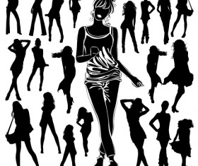 Different Women Silhouettes vector material 04