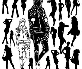 Different Women Silhouettes vector material 05