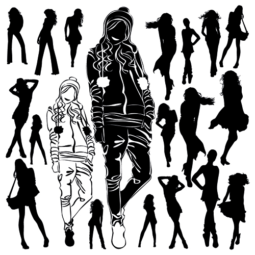 Different Women Silhouettes vector material 05