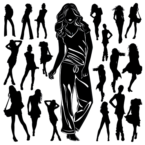 Different Women Silhouettes vector material 08