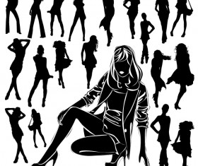 Different Women Silhouettes vector material 09