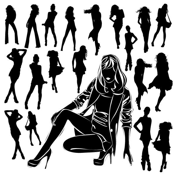 Different Women Silhouettes vector material 09