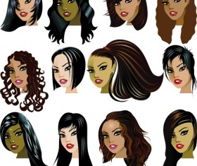 Various Womens haircut design vector 01