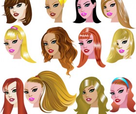 Various Womens haircut design vector 02