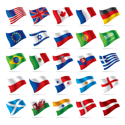 Different World Flags elements vector 01