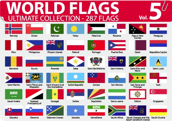 Various of World flags vector set 02