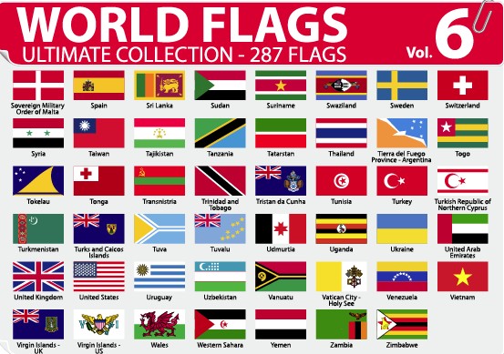 Various of World flags vector set 03