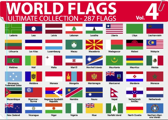 Various of World flags vector set 06