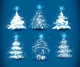 Set of Christmas Trees design elements vector 01