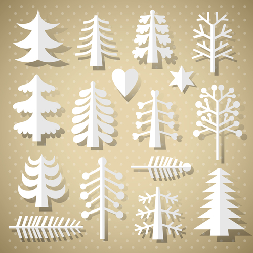 Set of Christmas Trees design elements vector 03