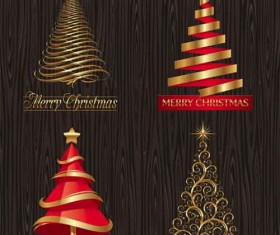 Set of Christmas Trees design elements vector 04