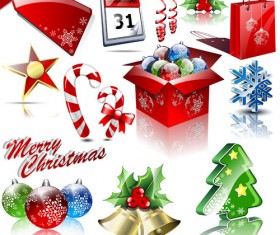 Different Xmas decorations vector material 01