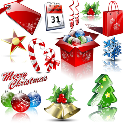 Different Xmas decorations vector material 01