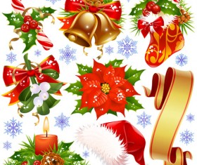Different Xmas decorations vector material 05